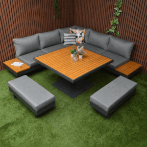 Luxe Lounge Diningset Toscane XXL - Verstelbare Tuinset Aluminium/Hout (incl. 2 bankjes) - 81950