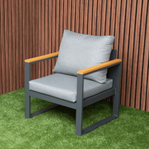 Loungestoel Cube Antraciet Diningchair Aluminium/Hout - 22381A