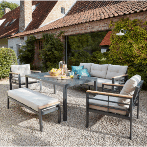 Diningset Blakes 7-Persoons Tuinset Antraciet Aluminium/Hout - 06260A