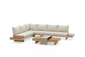 Loungeset Premium Emerald II Beige Hoekbank Verstelbaar 6-persoons Aluminium/Hout -92454W