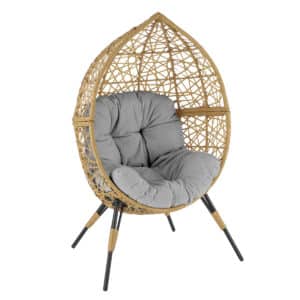 Tuinfauteuil Oskar Bruin Ei-Stoel inclusief kussen rotan/antraciet