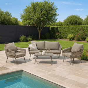 Loungeset SenS-Line Darwin De Luxe 4-persoons Stoel-Bank Taupe Tuinset Aluminium - 12296