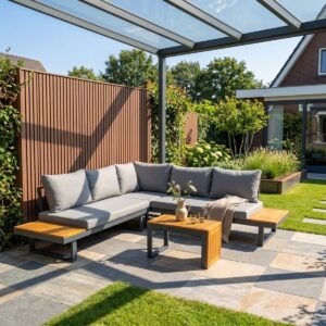 Loungeset SenS-Line Olympia Verstelbare Hoekbank Tuinset AluminiumHout
