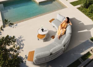 Loungeset Lounza Rond Warm Wit Hout - 4822