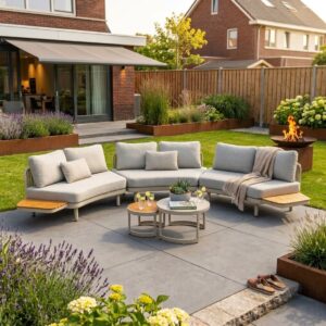 Loungeset Lounza Rond Warm Wit Hout – 4822