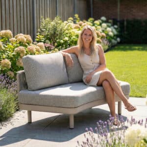 Loungeset Nanda Bankje Rond Warm Wit Hout – 4200