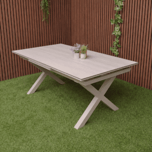 Tuintafel Monte Carlo Warm Wit 180-240cm Uitschuifbare Eettafel