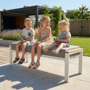 Tuinbankje Cube Wit 135cm Aluminium/Hout 22382W