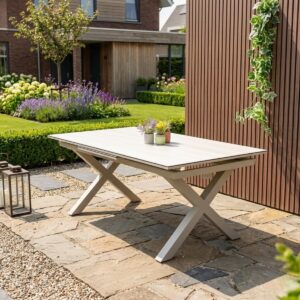 Tuintafel Monte Carlo Warm Wit 180-240cm Uitschuifbare Eettafel