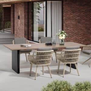 Tuintafel Riviera XL 240cm Antraciet/Hout Aluminium Dining Eettafel - 99240
