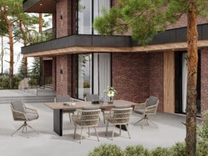 Eettafel Riviera 240cm Antraciet/Hout Aluminium Dining Tuintafel XL - 99240