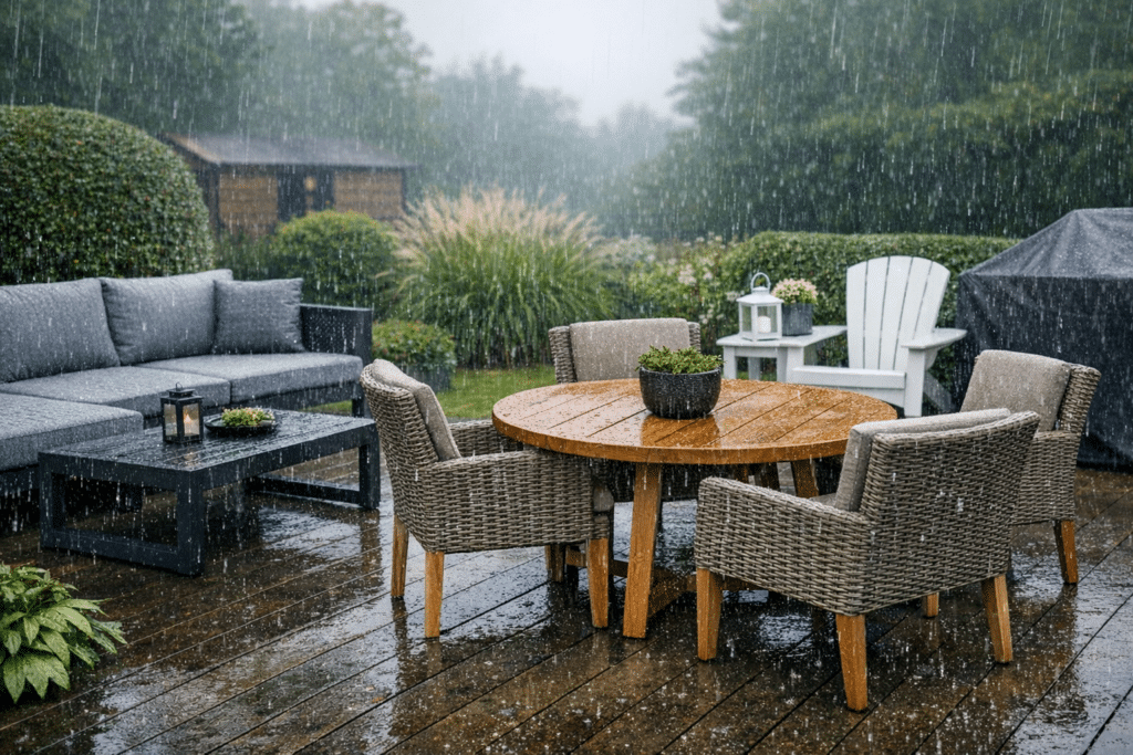 tuinmeubelen die buiten kunnen blijven staan in de regen