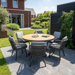 Ronde tuinset 140cm inclusief bijpassende stoelen