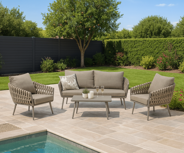 Loungeset SenS-Line Darwin De Luxe 4-persoons Stoel-Bank Taupe Tuinset Aluminium - 12296