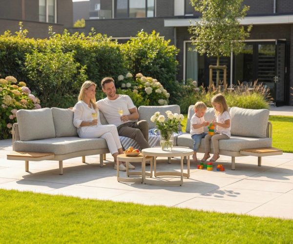 Loungeset Lounza Rond Warm Wit Hout - 4822
