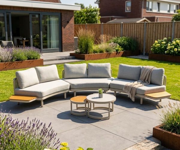 Loungeset Lounza Rond Warm Wit Hout – 4822