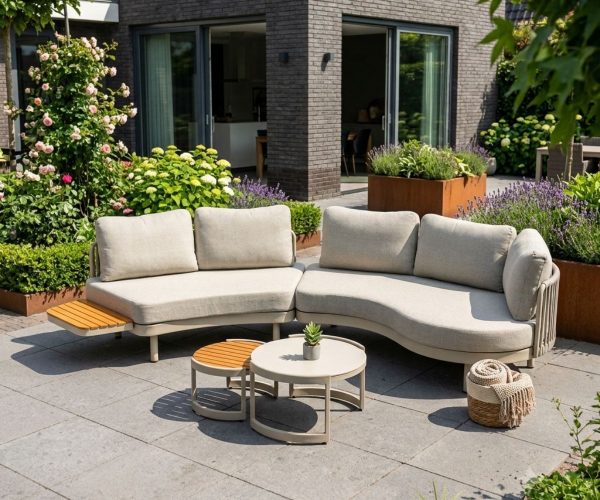 Loungeset Sardinia Rond Warm Wit Hout – 4530